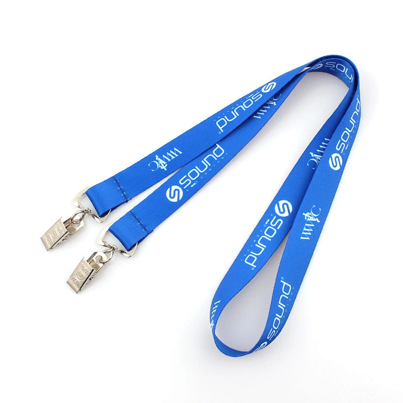 Hot sale custom heat transfer print polyester bulldog dog clip lanyard