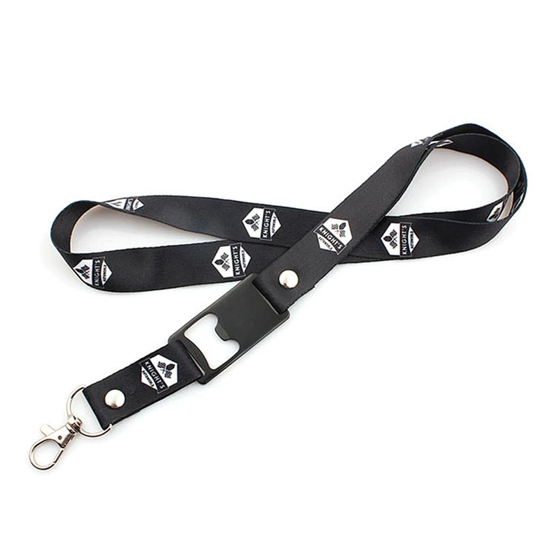 Custom Heat Transfer Printing Neck Lanyard With beer opener and metal hook