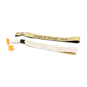 Custom Woven Friendship Plain Embroidered Fabric Souvenir Fastener Wristbands