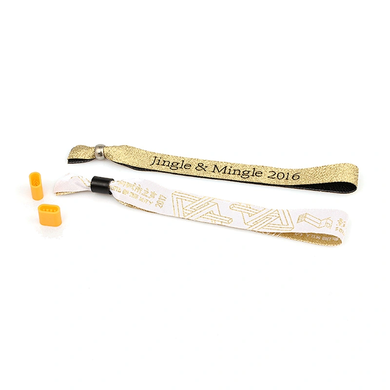 Custom Woven Friendship Plain Embroidered Fabric Souvenir Fastener Wristbands