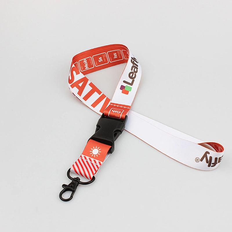 Top grade dye sublimation heat transfer printing disconnect lanyard with metal hook