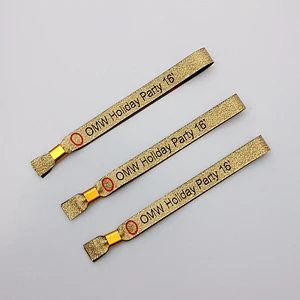 Promotional polyester woven fabric event wristband plastic closure