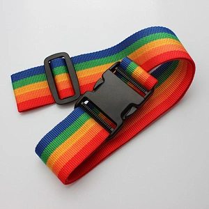 Wholesale custom polyester rainbow luggage strap airport webbing belt
