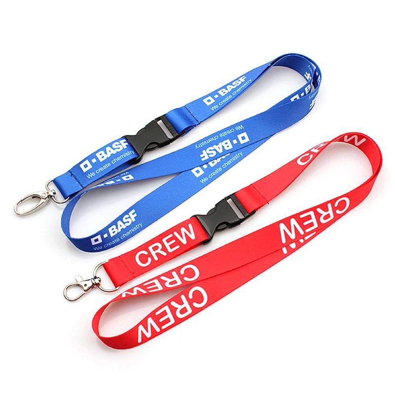 Factory price durable heat transfer printing polyester metal hook lanyard custom
