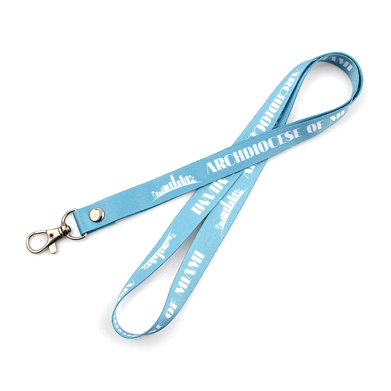 Wholesale strong and durable polyester lanyards with metal hook custom