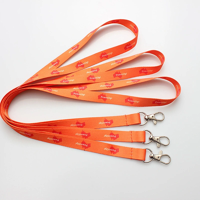 High quality factory supply polyester organe lanyard with good metal hook