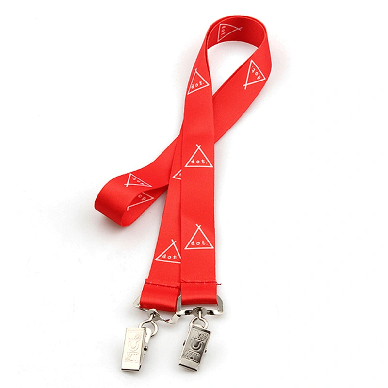 Wholesale double end bull dog clip card holder lanyard polyester design your own strap no minimum order