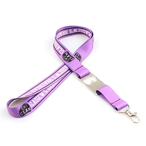 Popular Heat Transfer Printed Soft black neck Lanyard with Bottle Opener