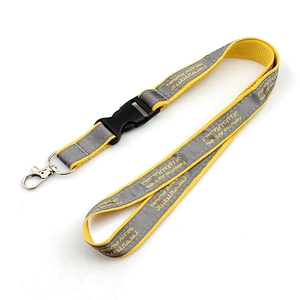 Custom polyester thick black webbing reflective lanyard for camera