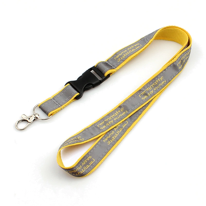 Custom polyester thick black webbing reflective lanyard for camera