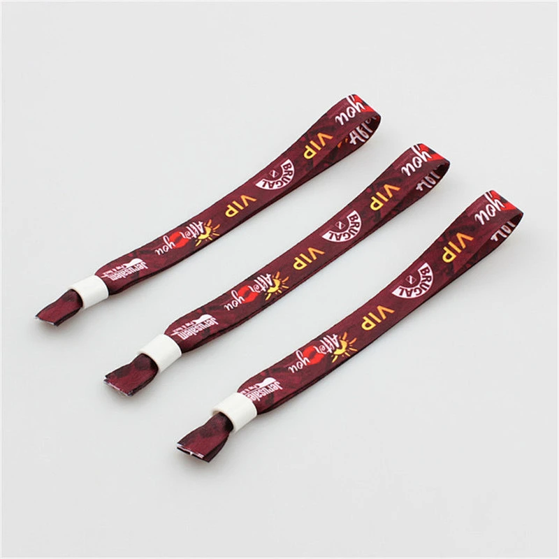 Slide lock customized printed polyester fabric colorful wristband