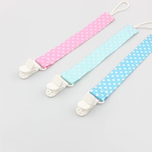 Custom high quality baby born cute dummy saver strap with plastic clip
