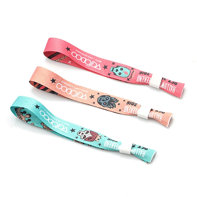 Factory wholesale woven fabric personalised wristbands no minimum order