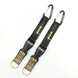 Promotional items polyester keychain carabiner short wrist lanyard