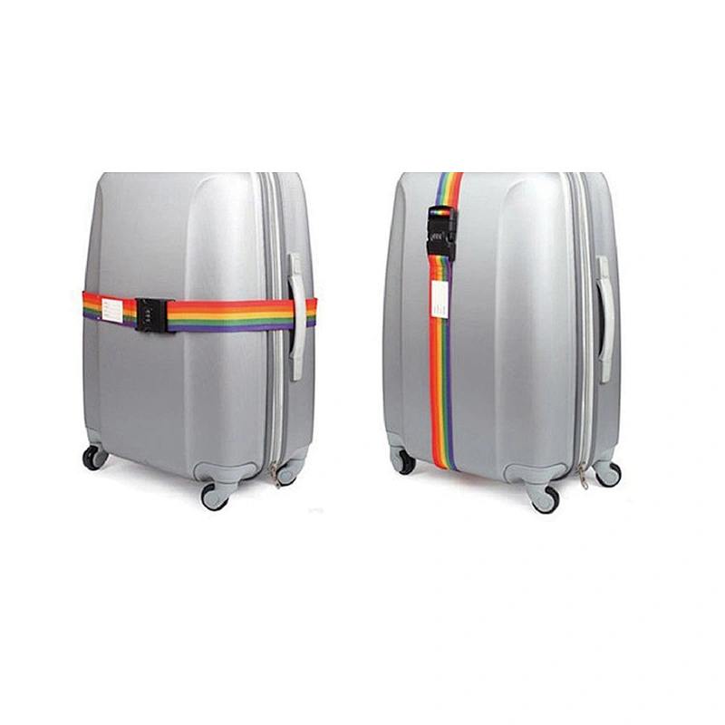 Wholesale custom polyester rainbow luggage strap airport webbing belt