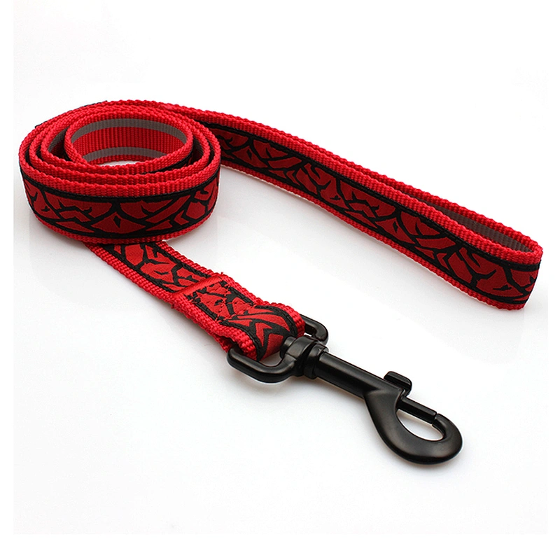 Custom dog polyester woven pet dog collar and leash set