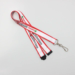 Custom color heat transfer print lanyard cell phone strap with keychain hook