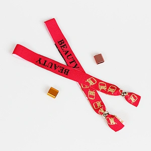 Free design cheap beautiful festival woven wristband with plastic slider custom
