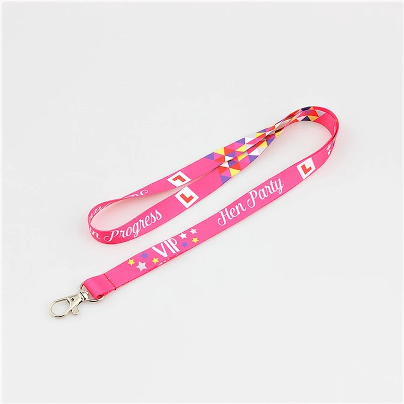 High quality heated transfer keychain neck strap pink cute lanyards for keys custom