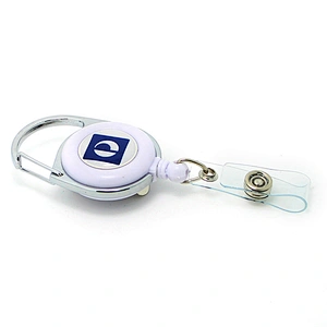 New style carabiner retractable pull reel badge holder