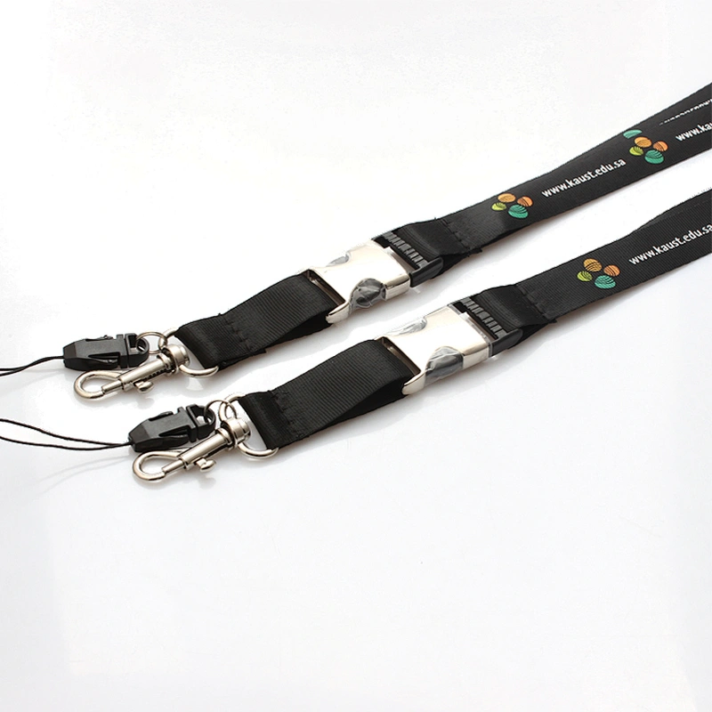Cheap custom advertising logo polyester neck lanyard with metal breakaway buckle No Minimum Order