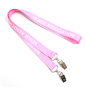 Polyester custom printed lanyard with double clips