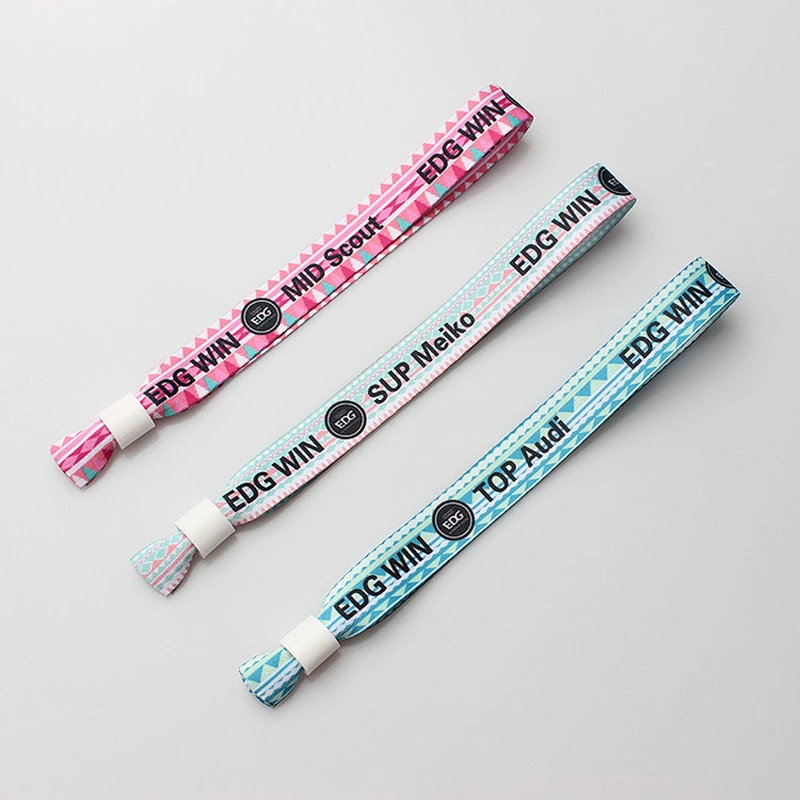 Eco-friendly custom cheap colorful logo printed polyester wristband