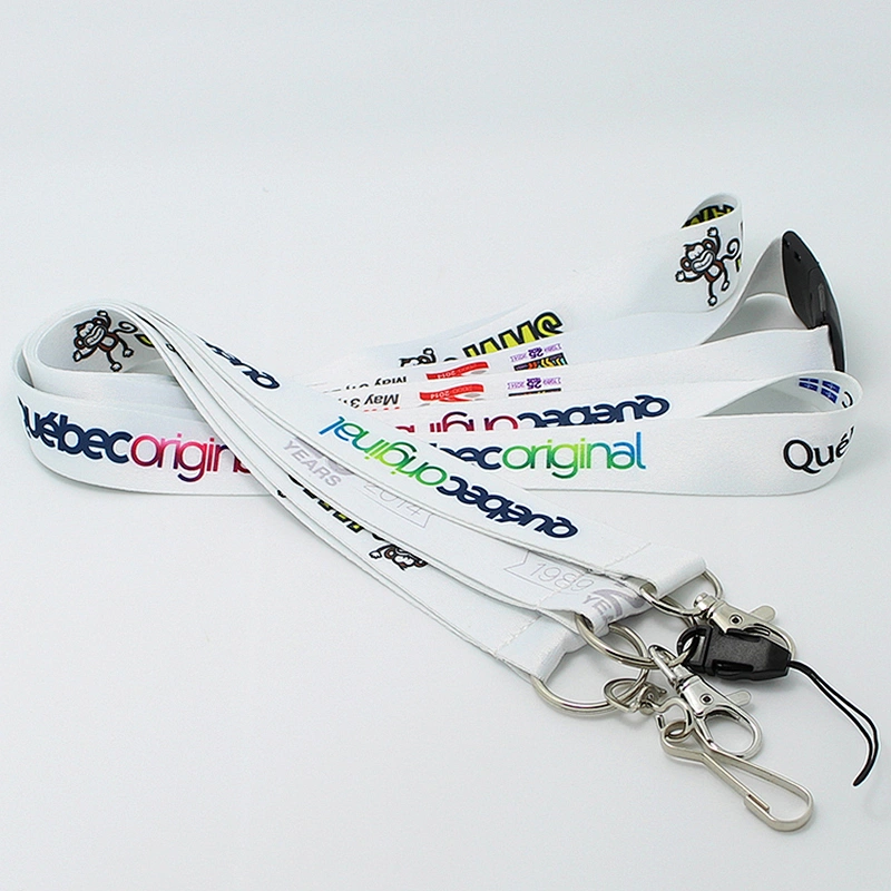 2019 custom heat transfer polyester lanyard with safety clip