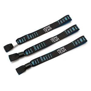Custom friendship black woven polyester bracelet with white plastic hook
