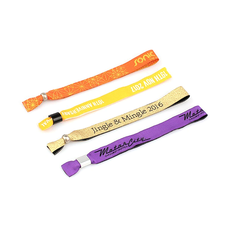 Cheap charity textile security festival cloth woven wristband with logo custom
