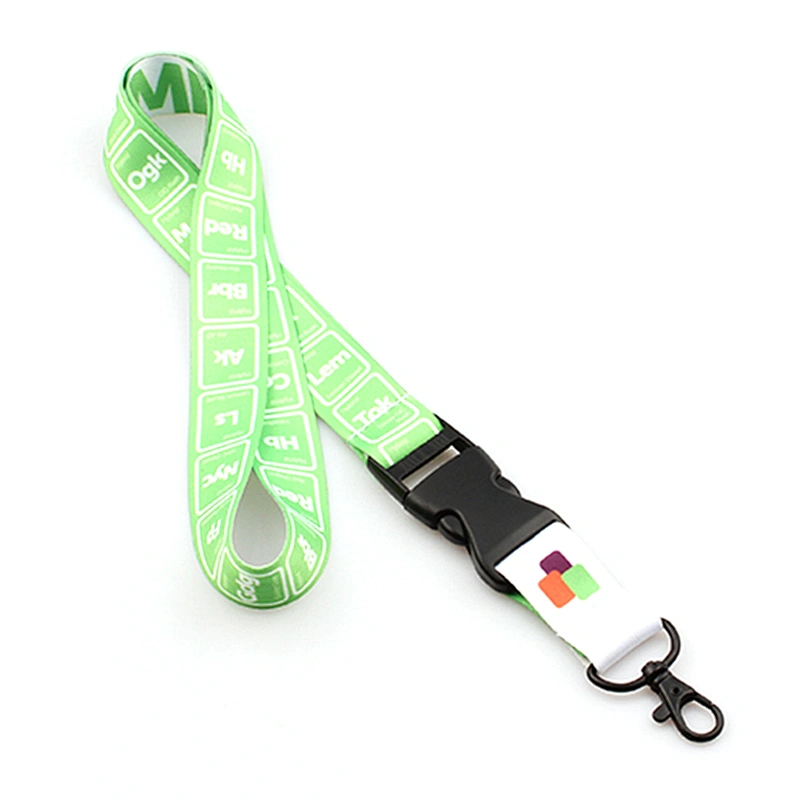 Top grade dye sublimation heat transfer printing disconnect lanyard with metal hook