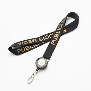 20mm promotional high quality polyester badge holder with neck rope snap hook