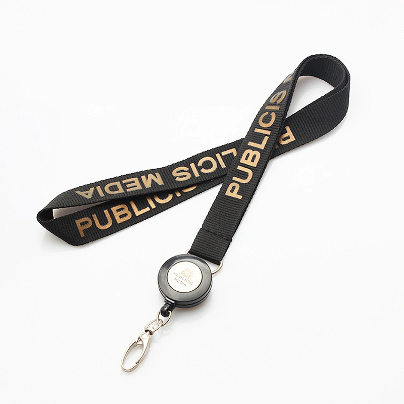 20mm promotional high quality polyester badge holder with neck rope snap hook