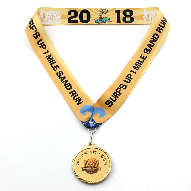 Factory high quality custom polyester medal lanyard