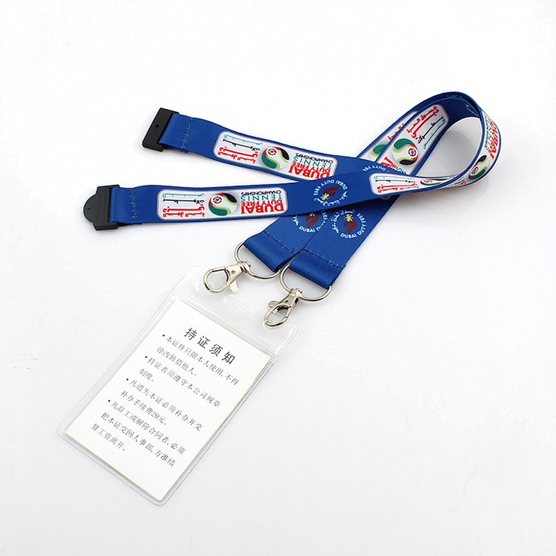 Personalized neck strap work id card holder necklace lanyard with double metal hooks