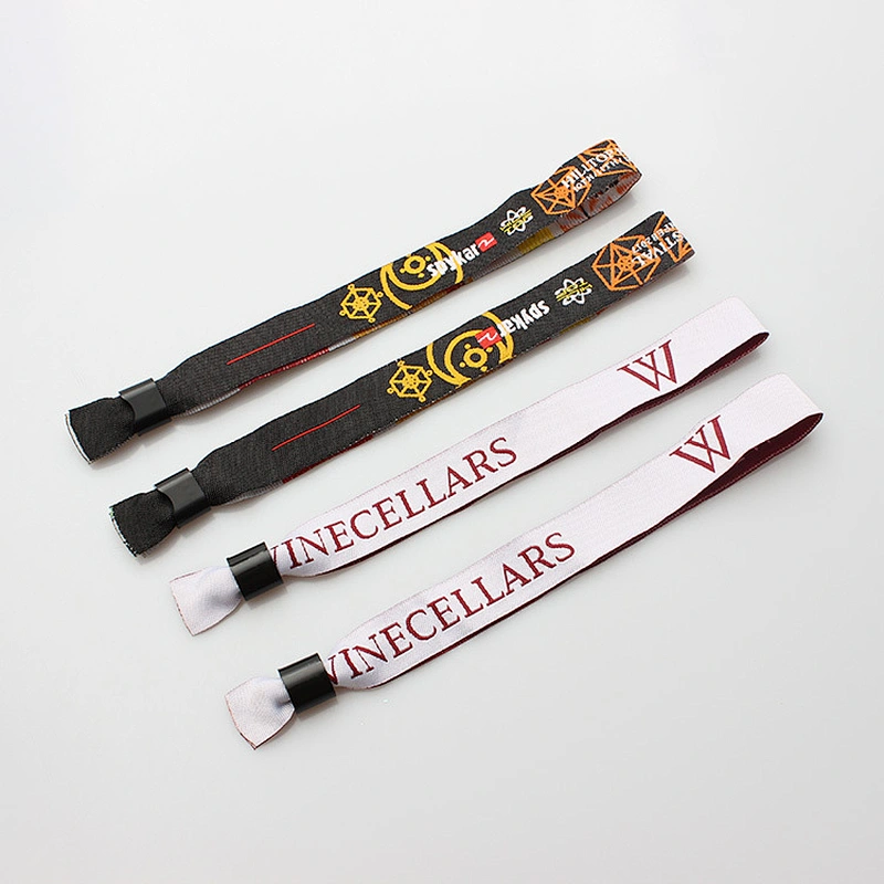 Colorful customized woven wristband for event with plastic clasp