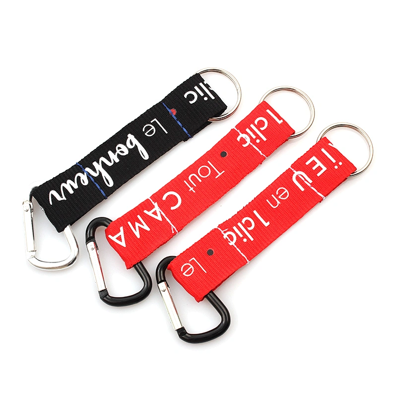 Custom carabiner short climbing lanyard with strap keying