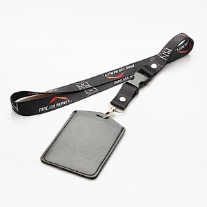 High quality leather id holder cute lanyard with badge