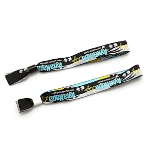 Magnetic plastic slide lock polyester wristband bracelet