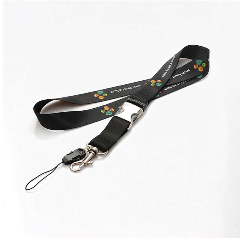 Cheap custom advertising logo polyester neck lanyard with metal breakaway buckle No Minimum Order