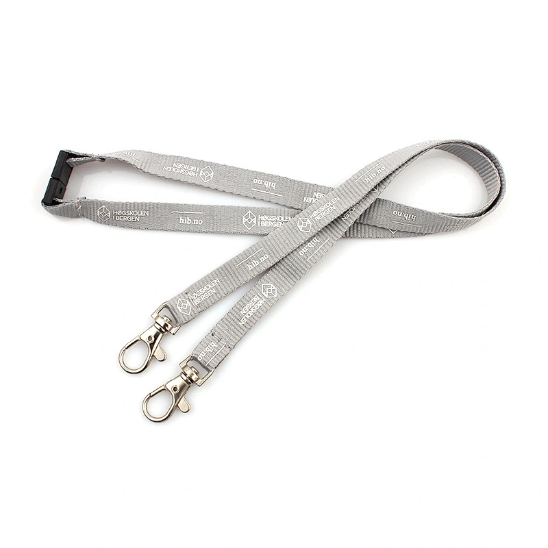 Hot selling Custom Polyester Cheap Black Lanyards With Double End Clip