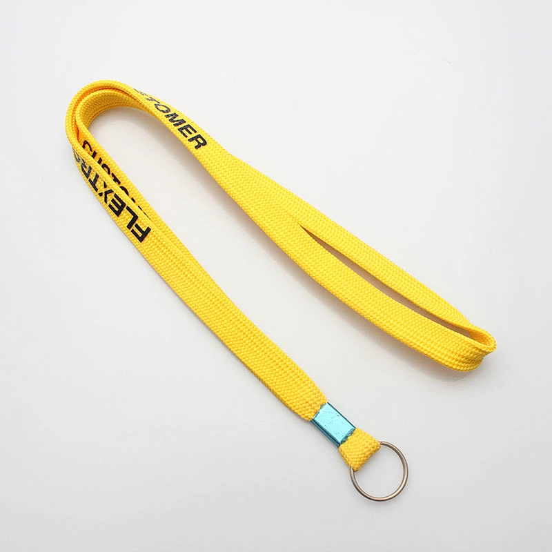 Manufacturer cheap nylon material yellow lanyard personalized badge holder