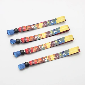 Cheap custom multi color plastic lock festival fabric wristband