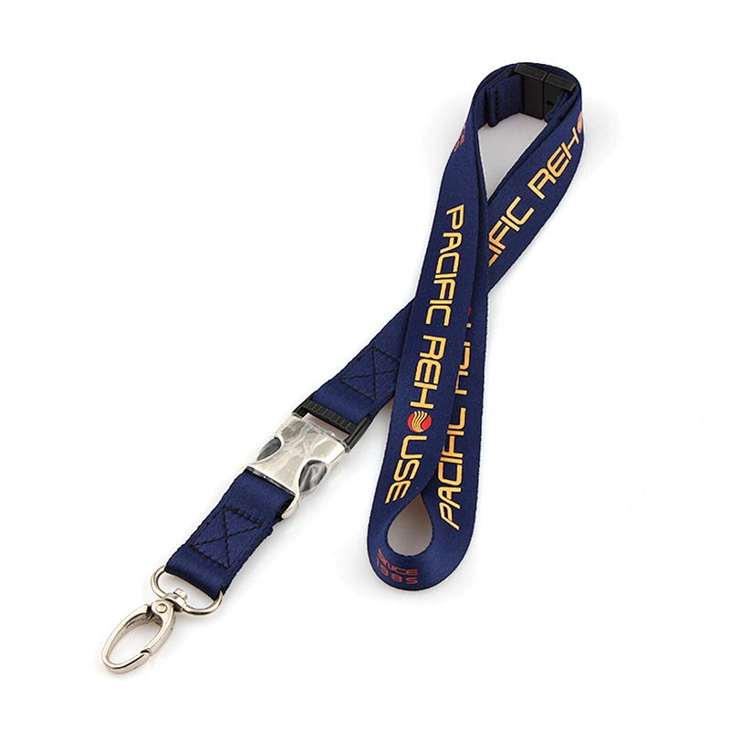 Durable custom sublimation lanyard key chain with metal breakaway hook
