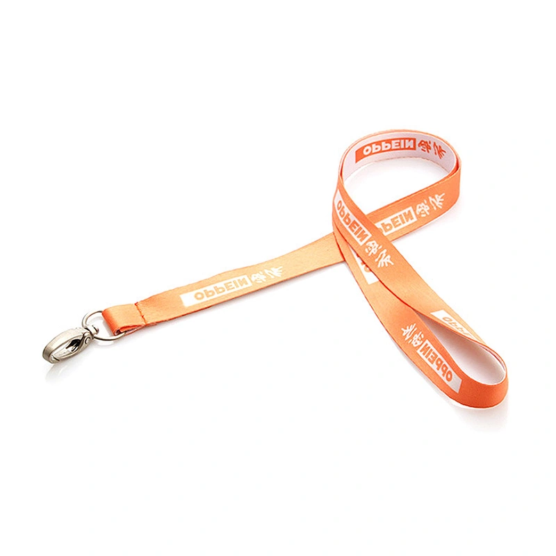 High quality factory supply polyester organe lanyard with good metal hook