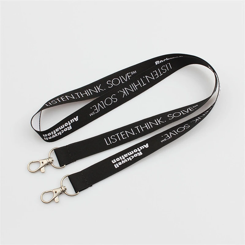 Polyester custom printed lanyard with double clips