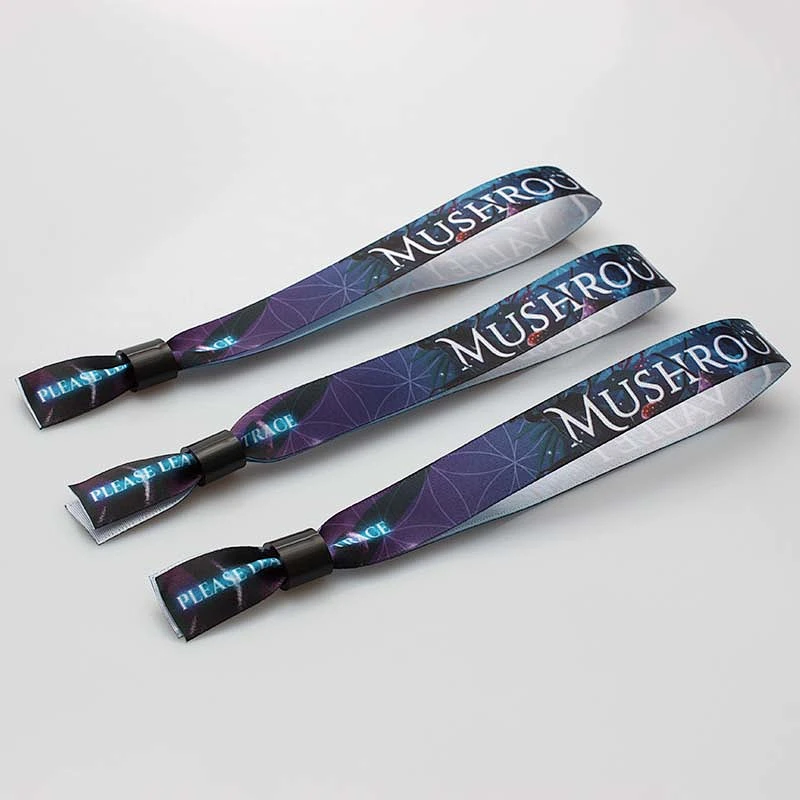 Festival gift ribbon sublimation printed vip textile wristband with sample free