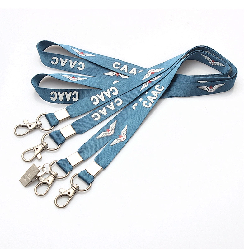 Factory directly sale metal clip polyester silk screen lanyard