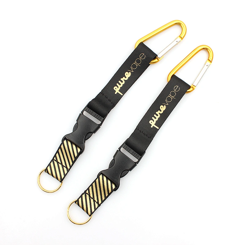 Promotional items polyester keychain carabiner short wrist lanyard