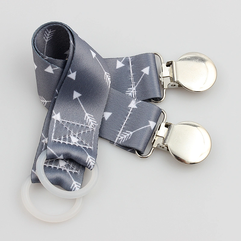 Personalized Polyester Baby Pacifier Holder Metal Clip